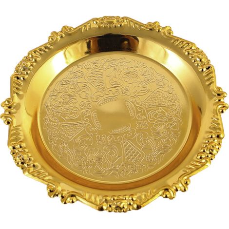 Vassoio portagioie vintage color oro, perfetto per soluzioni di archiviazione creative.