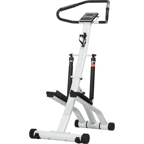 Stepper mit verstellbarem Lenker, 12 Widerstandsstufen, LCD-Bildschirm, 2 rutschfesten Rädern, weiß/schwarz (1/5)