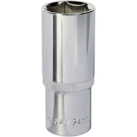 Sealey Premier Fully Polished Deep Socket 1/2""Sq Drive 24mm SP1224D