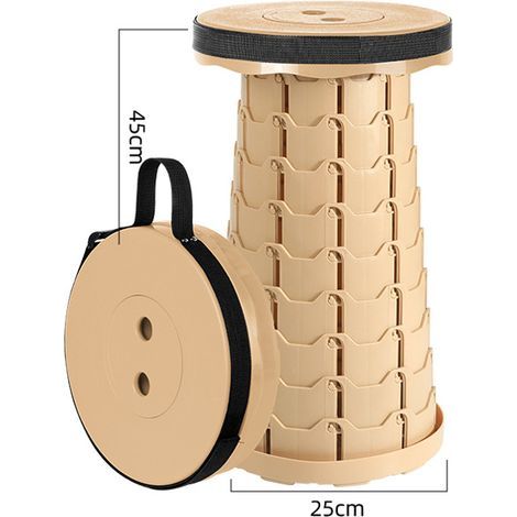 Tabouret pliant rétractable — Siège rond portable pour l'extérieur : maison, pêche, camping et files d'attente