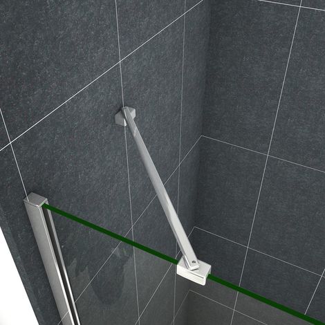 Barra Stabilizzatrice Cromo Lucido da 45 cm Installabile Angolarmente con Due Teste Girevoli per Box Doccia Walk In Parete Fissa Vetro da 6-8 mm (1/7)
