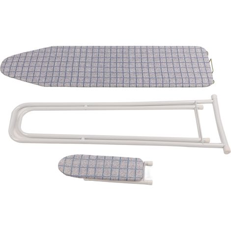 Table à repasser pliable 42 pouces avec repose-fer, planche stable grande, manche fixe, mini table gris et bleu à carreaux (1/5)
