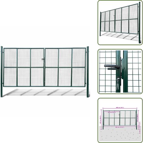 Cancello in acciaio zincato - vidaXL Cancello da Giardino in Rete 400x175 cm - Cancello per giardino