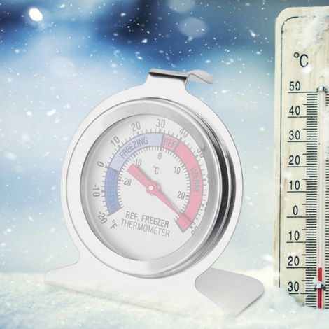 Thermomètre Réfrigérateur - Cadran Grand Format - Acier Inoxydable - Plage -30 ℃ à 30 ℃ - Pour Congélateur et Chambre Froide - Unité (1/5)