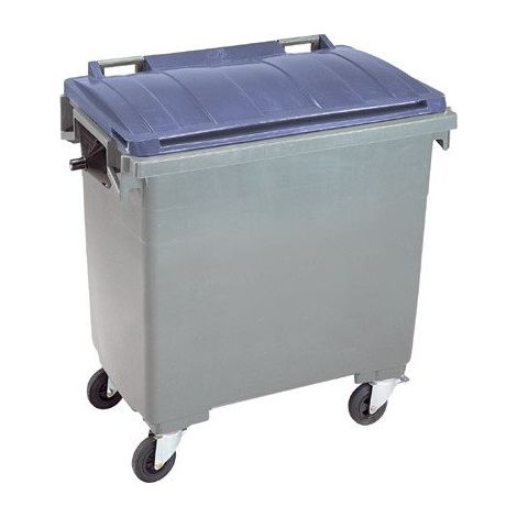 Conteneur à déchets 1000 litres extérieur 4 roues gris-bleu