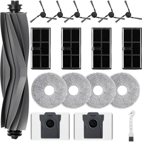 Kit d'accessoires pour Mova E40 Ultra Robot Aspirateur, 1 brosse principale, 6 brosses latérales, 4 filtres, 4 chiffons, 2 sacs à poussière, 1 brosse de nettoyage (1/5)