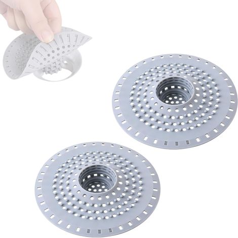 Duschhaarfilter, 2-teiliger Badewannenhaarfilter, geruchsneutraler Silikagel-Abflussstopfen, Haarfänger für Dusche und Badewanne, Haarsieb für Küchenspüle (1/5)