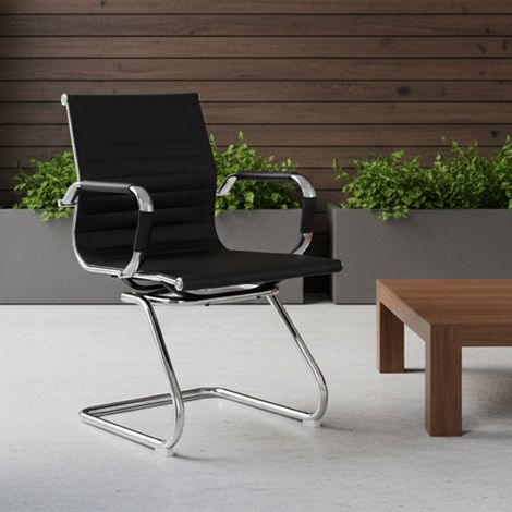 Sedia Artena, Sedute sala da attesa con braccioli per ufficio, Seduta ergonomica da attesa, 62x54h89 cm, Nero (1/4)