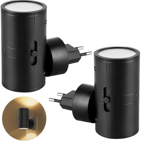 Veilleuse LED,Lot de 2 Veilleuse Prise Electrique avec Capteur de Lumière Luminosité Réglable 0100LM,Veilleuse Enfant Plug and Play Lampe Nuit pour Chambre Cuisine Escalier Salon Blanc Chaud (1/5)