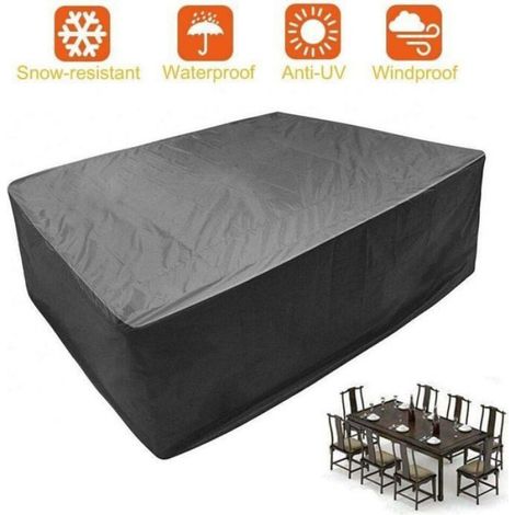 Housse de Protection Imperméable pour Mobilier de Jardin,Couverture 242x162x100cm pour Tables Ovales ou Rectangulaires (1/4)