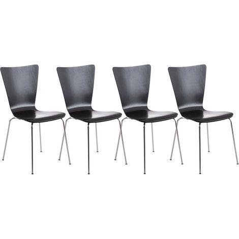 Juego de 4 sillas de cocina comedor apilables en madera negra y estructura estable con cuatro patas de metal 100003172 (1/5)