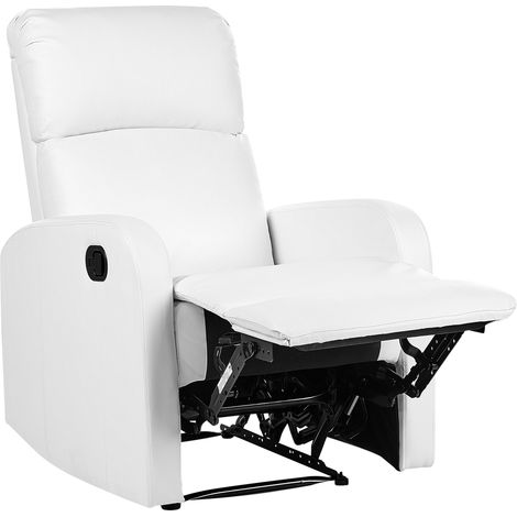 Sillón reclinable tapizado en piel sintética con puerto USB diseño moderno sillón de sala de estar blanco Virrat