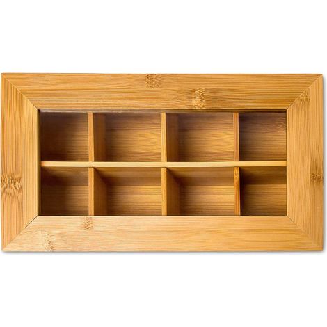 Caja de té de bambú 8 compartimentos Caja de bolsitas de té de cocina sueltas 28 cm beige 4313041 (1/5)