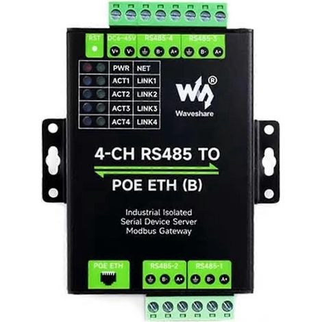 Industrieller isolierter 4-Kanal-Ethernet-zu-PoE-Konverter (ETH RS485) (1/5)