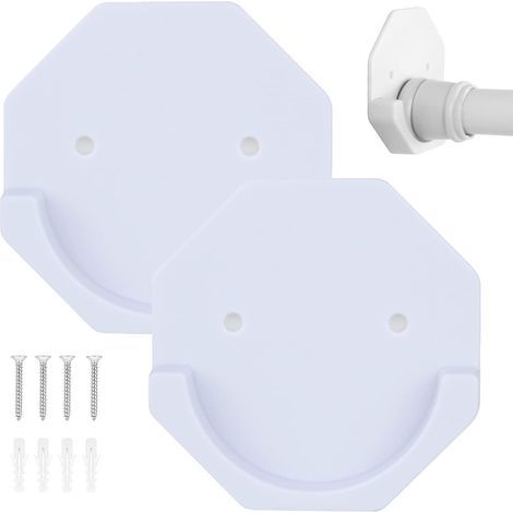 Support de tringle de douche, support de rideau à tension adhésive, cache-embout pour tringle adhésive, support de suspension à vis, adapté à l'installation dans une armoire de salle de bain, protecte (1/5)