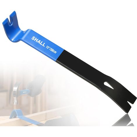 Levier plat de 15 pouces, arrache-clous résistant, levier à griffe en acier à haute teneur en carbone, barre polyvalente, levier anti-corrosion pour enlever les plinthes, remodélisation de la (1/5)