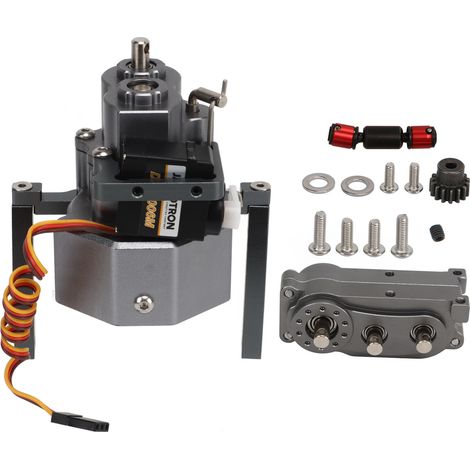 Boîte de vitesses RC en alliage d'aluminium anodisé, kit précis avec arbre pour SCX10 1/10, empattement 313mm, finition titane, robuste et légère pour transmission. (1/5)