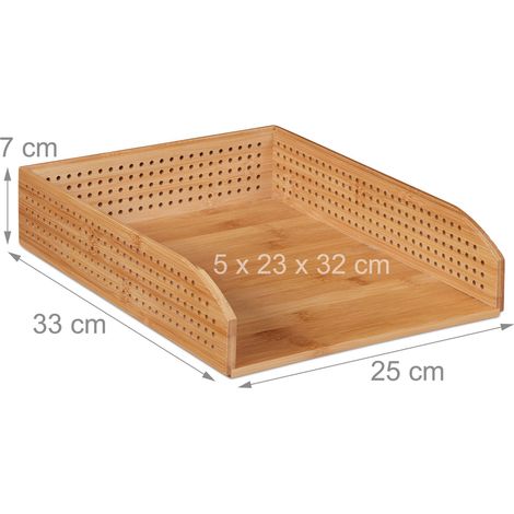 Pratico portacorrispondenza impilabile da ufficio 7 x 25 x 33 cm in bambù naturale 130004038