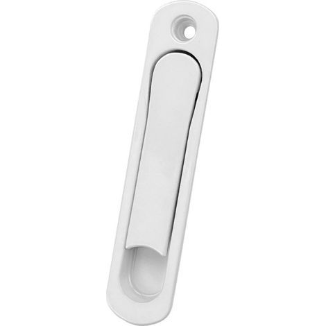 Poignée cuvette escamotable pop-up blanche pour coulissants simples 141 x 32 mm (1/5)
