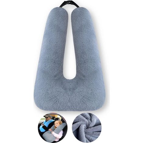 Coussin de voyage enfant U-Shape fausse fourrure gris pour voiture (1/5)