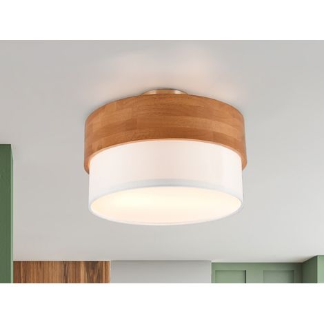 Deckenleuchte SEASONS Holzlampe mit Stoffschirm Weiß, Ø 30cm (1/5)