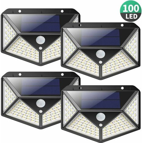 [JAMAIS UTILISÉ]Lampe Solaire ExtérieurVersion Puissante 4 Pack100 LED 2200 mAh éclairage Extérieur étanche 270° lumière Solaire Détecteur de Mouvement 180 ° Spot Solaire Applique Solaire pour Jardin (1/4)