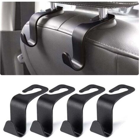QORVA-Crochets de rangement pour voiture, lot de 4 crochets en plastique pour appuie-tête, accessoires pour sacs à main, manteaux, sacs de courses et bouteilles d'eau (1/4)