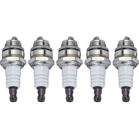 Lot de 5 bougies d'allumage pour moteurs 2 temps - l8rtf/bm6a/l7t - compatibles débroussailleuses, tronçonneuses et motoculteurs (1/3)
