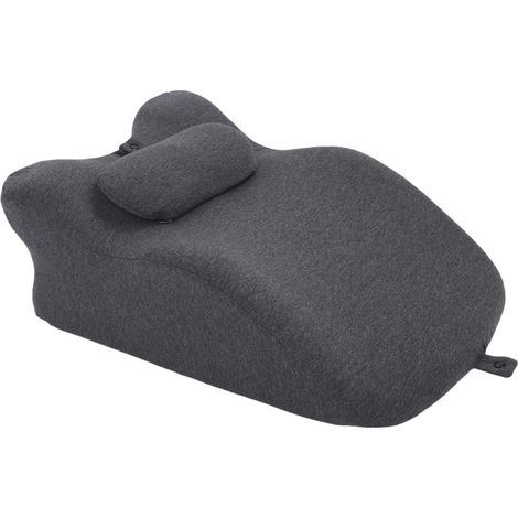 Oreiller de repos en mousse à mémoire de forme, soutien lombaire, oreiller de lecture avec appui-tête et repose-jambes, gris, pour dormir à la maison ou au bureau. (1/5)