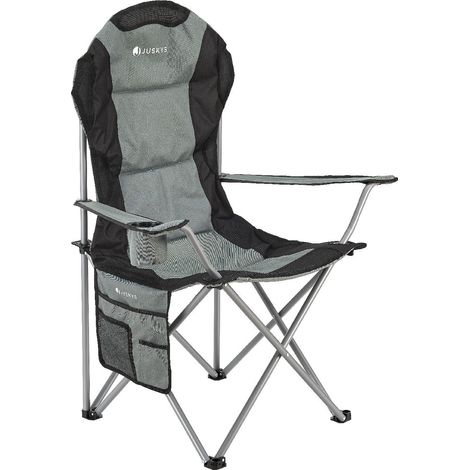 Sedia da campeggio Lido Grigio Sedia pieghevole imbottita con portabicchieri e borsa (1/3)