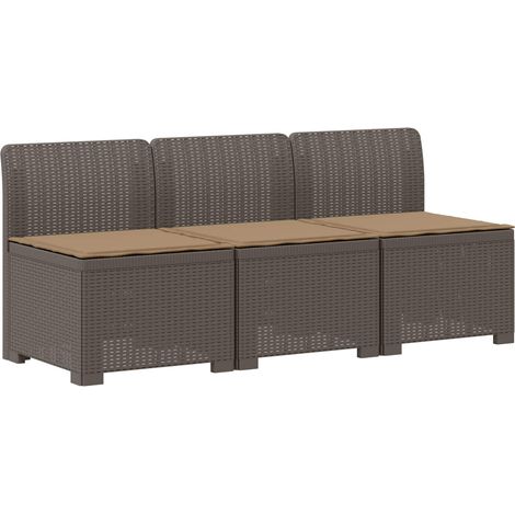 Maison Exclusive - 3-Sitzer Garten Sofa mit Kissen Rattan-Look PP (1/5)