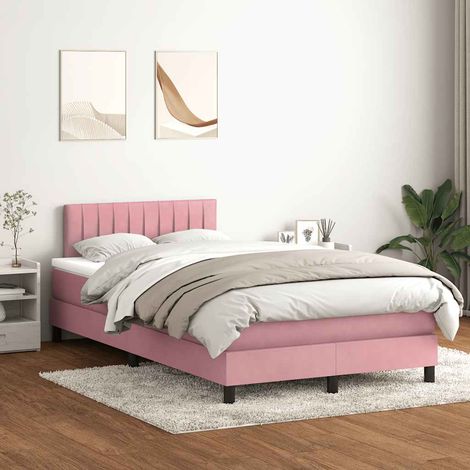 Boxspringbett mit Matratze & LED Rosa 120x220 cm Samt