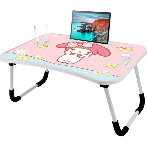 Table pour ordinateur portable avec pieds pliables et fente pour boisson, support de lecture, support pour ordinateur portable, plateau de petit-déjeuner pour canapé, lit, terrasse, balcon, jardin (1/5)