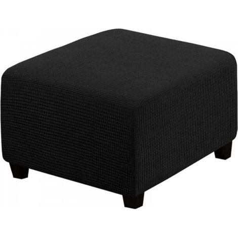 Housse de tabouret carrée élastique pour tabouret de rangement et repose-pieds (noir) (1/5)
