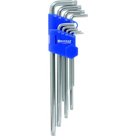 DRAKKAR-TOOLS - 9 clés mâles coudées Torx extra longues - 10718 - Ce produit de marque DRAKKAR est neuf. (1/3)