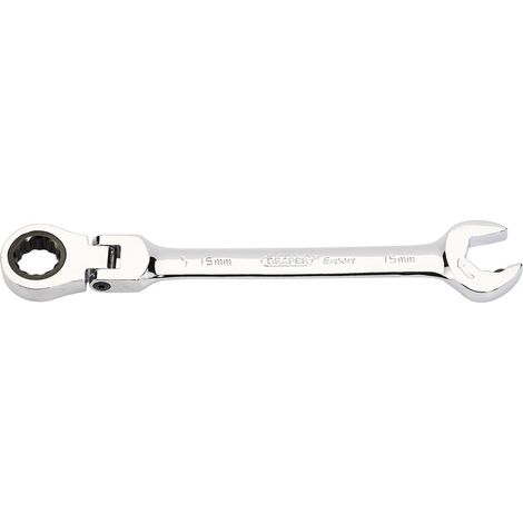 Metric Combination Spanner with Flexible Head and Double Ratcheting Features (15mm) (1/5)