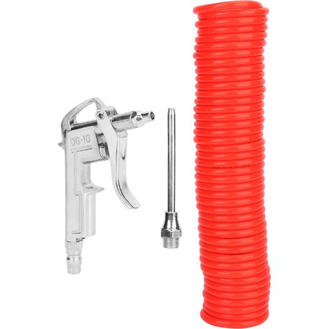 Souffleur de Poussière Pneumatique Pistolets de Soufflage Pneumatiques en Alliage D'aluminium Pistolets de Soufflage avec Tuyau à Ressort de 9 M Outil de Soufflage de Poussière. (1/5)