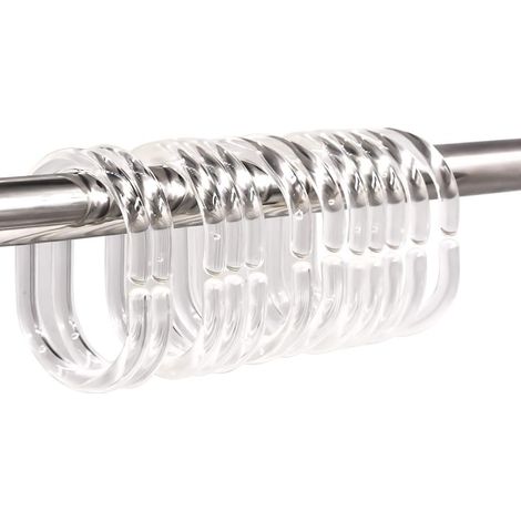 Lot de 24 Anneaux de Rideau de Douche en Plastique avec Crochet pour Rideau de Douche et Rideau de Douche Transparent