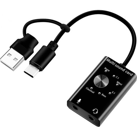 Adaptateur de carte son avec prise casque et microphone 3,5 mm pour PC Windows (1/4)