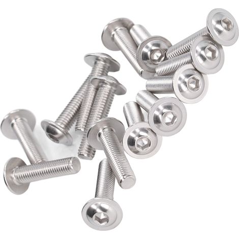 Vis à tête cylindrique bombée M8x35mm, lot de 50 pièces en inox A2-70, boulons à six pans creux, tête fraisée, pour fixations résistantes et durables. (1/5)