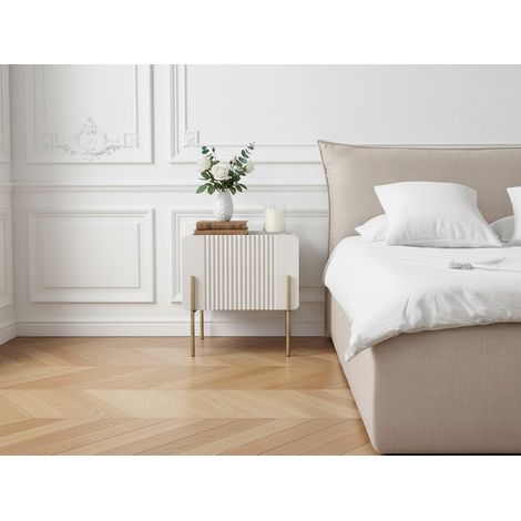 BOBOCHIC - Table de chevet 1 tiroir MATHILDE pieds or   Beige (1/4)