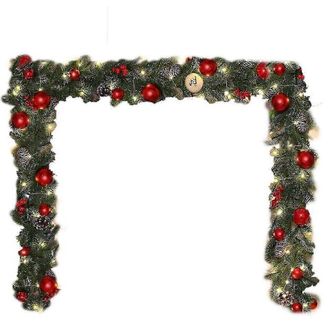 Guirlande lumineuse de Noël multicolore en rotin, guirlande de Noël en rotin avec lumières, décorations, guirlande de Noël intérieure et extérieure avec lumières (1/5)