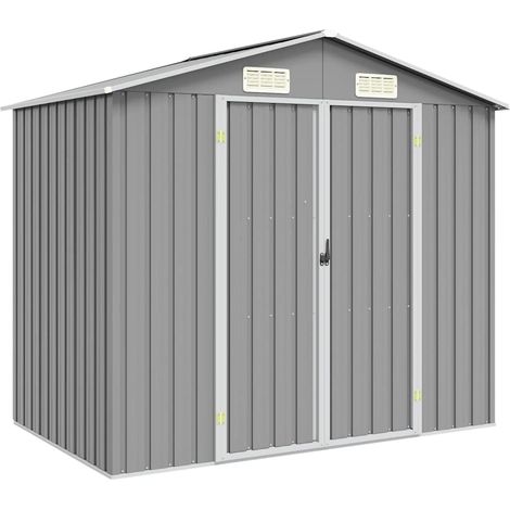 Gerätehaus Grau 205x129x183 cm Verzinkter Stahl