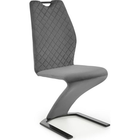 Chaise design en velours gris avec pied U en métal noir VIDAR (1/5)