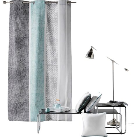 Rideau a oeillets 140 x 240 cm Textilio Menthe (1/2)