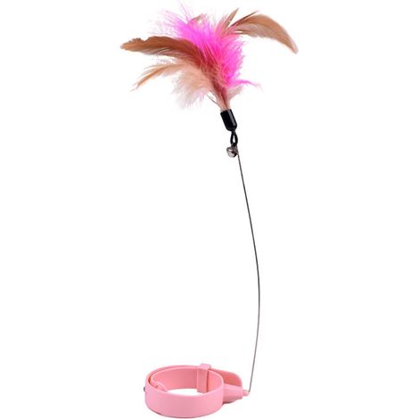 Collier de plumes de chat, jouets réglables, flexibles, baguette interactive amusante avec cloche pour jeu d'intérieur rose (1/5)