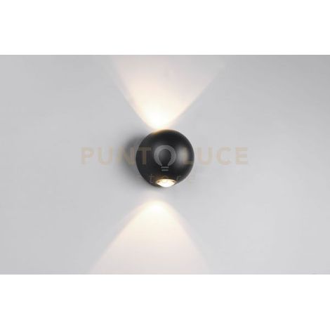 AVISIO APPLIQUE DA ESTERNO LED 4W 500lm, 3000K SFERA BI-EMISSIONE NERA IP54 D.10,5CM