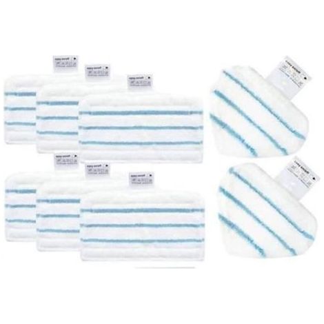 pair Lot de 8ps : Kit des Lingettes Microfibres Rectangulaires et Triangulaires pour les Balais Vapeur Black+Decker FSM1630 Deluxe