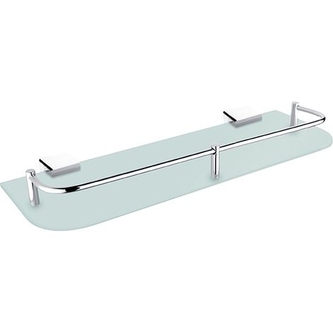Tablette Verre Satiné, L. 40 Cm, Avec Rail, Avec Fixation Chrome, Kibo Nimco (1/3)
