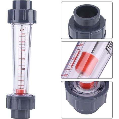 Compteur d'eau rotamètre en plastique LZS-25, débit 300-3000L/h, tube transparent (1/5)